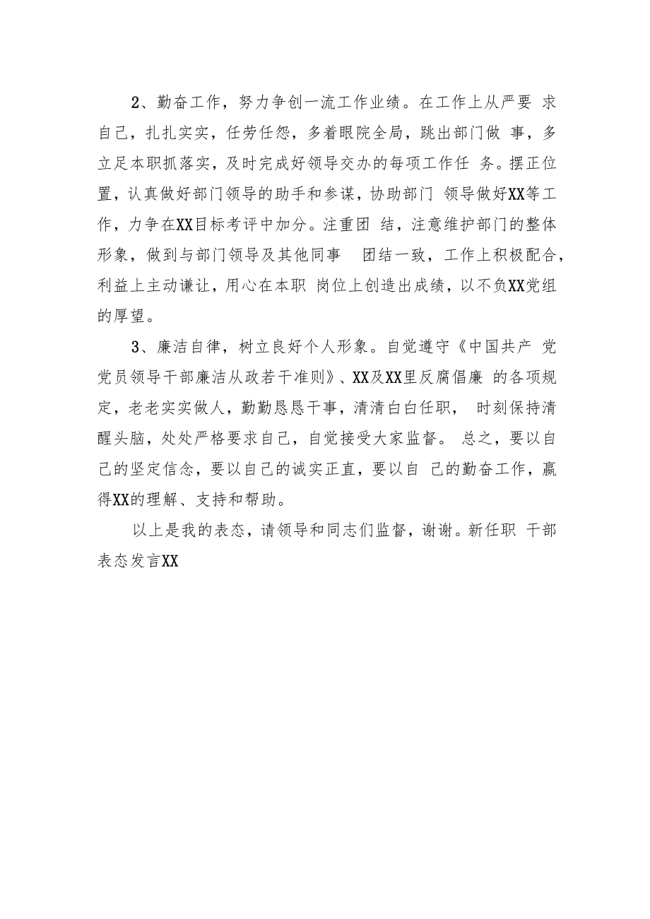 新任职干部表态发言.docx_第2页