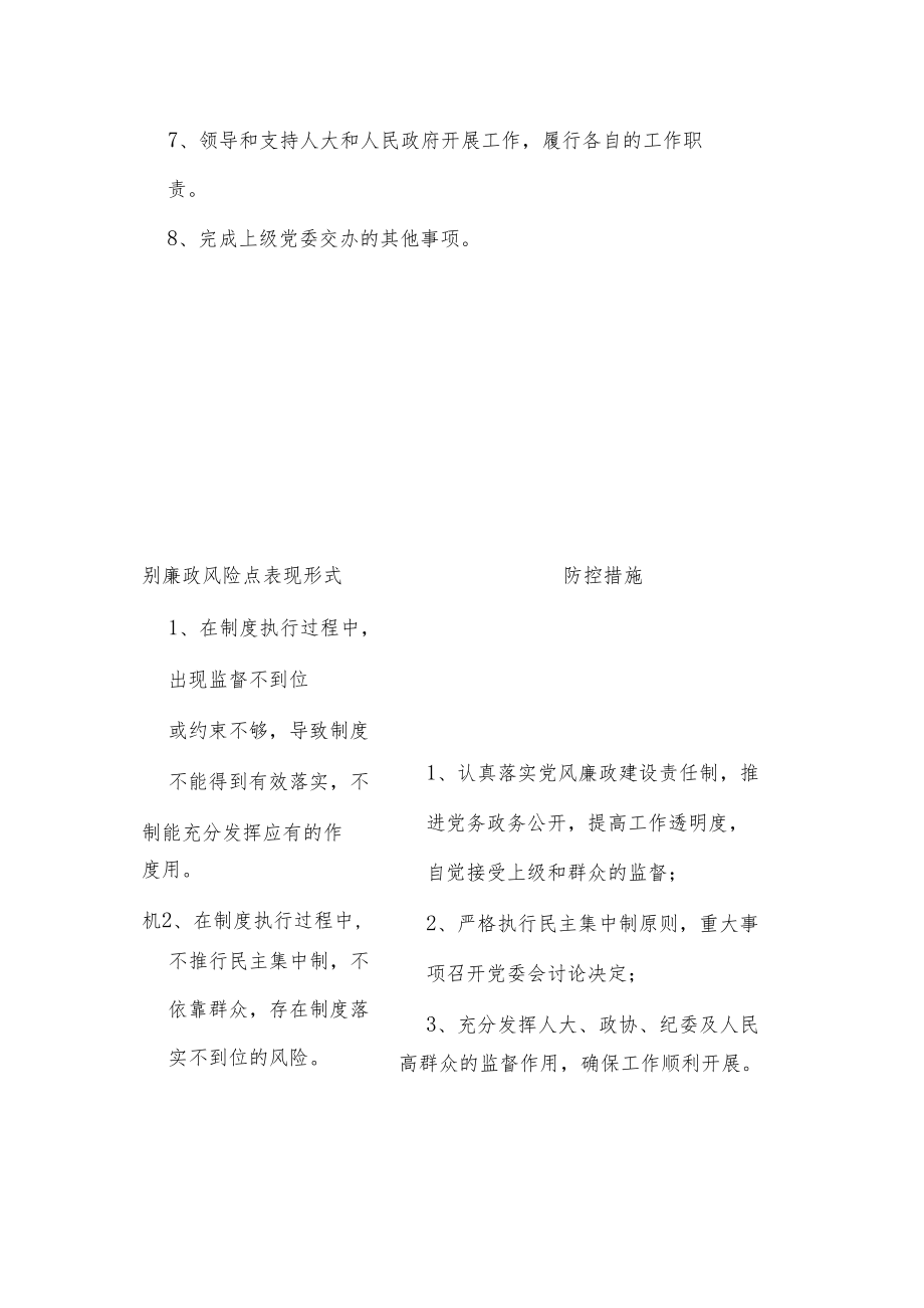 镇党委书记岗位廉政风险点、风险等级、防控措施及承诺登记表.docx_第2页