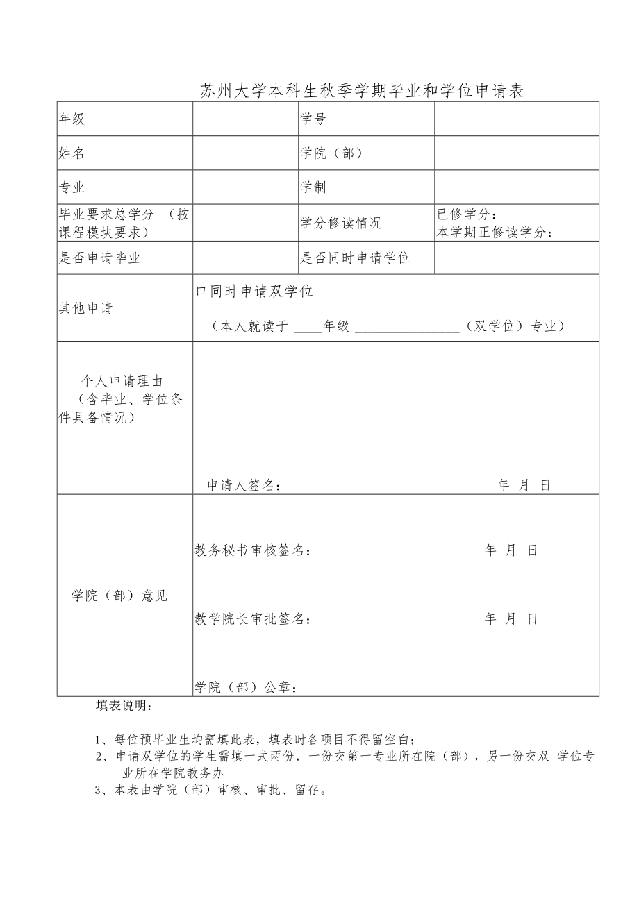 苏州大学本科生毕业和学位申请表.docx_第1页