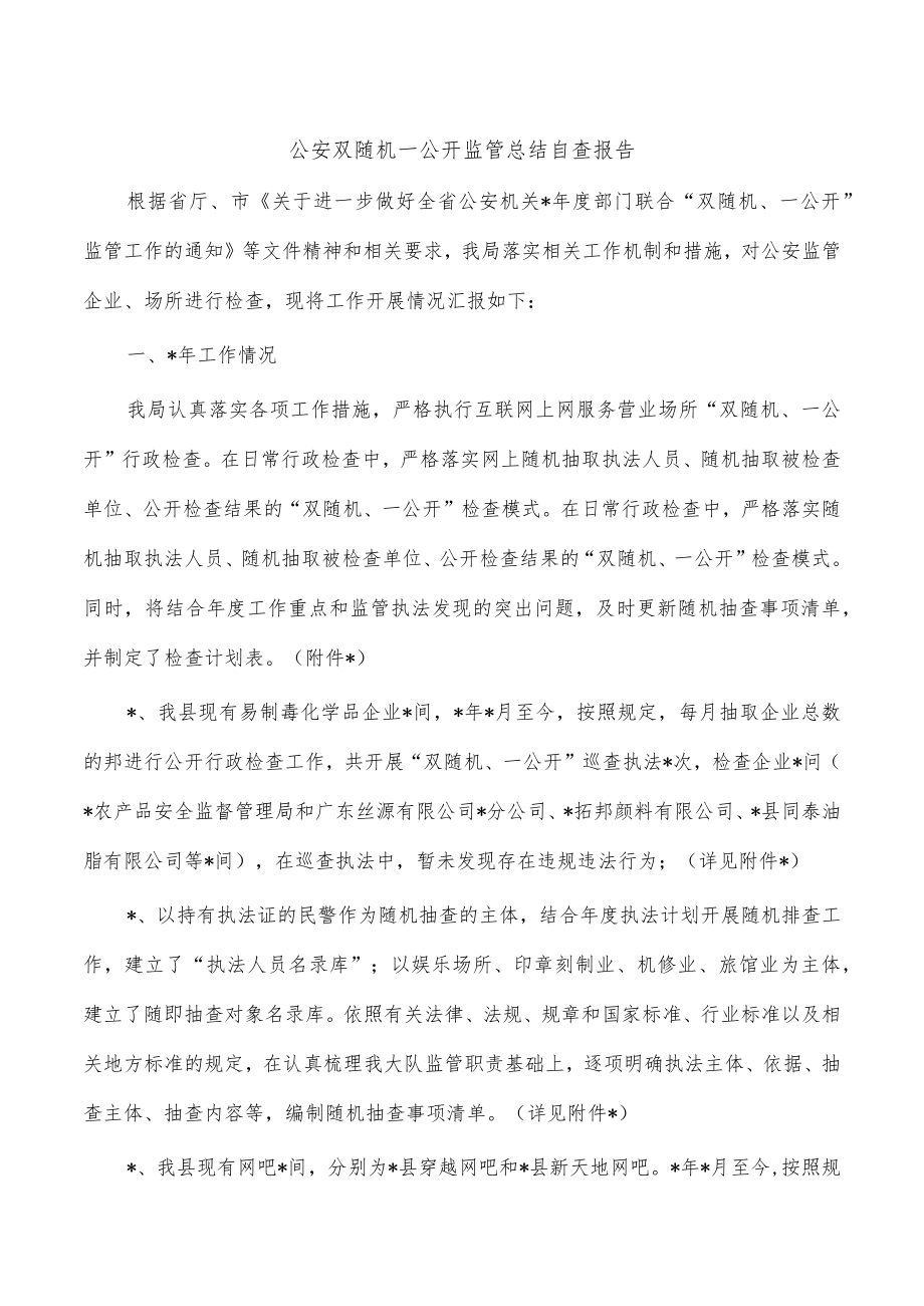 公安双随机一公开监管总结自查报告.docx_第1页