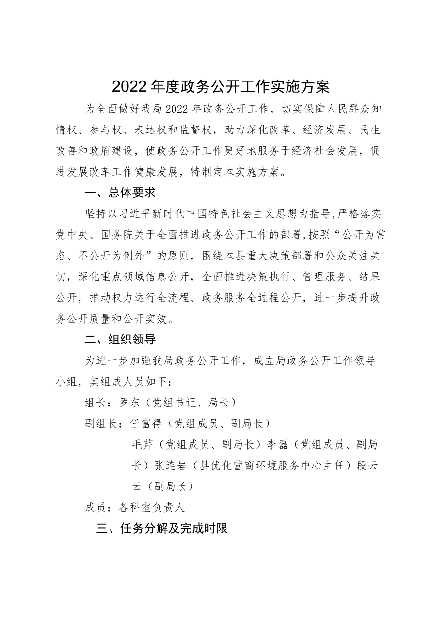 2022年度政务公开工作实施方案.docx_第1页