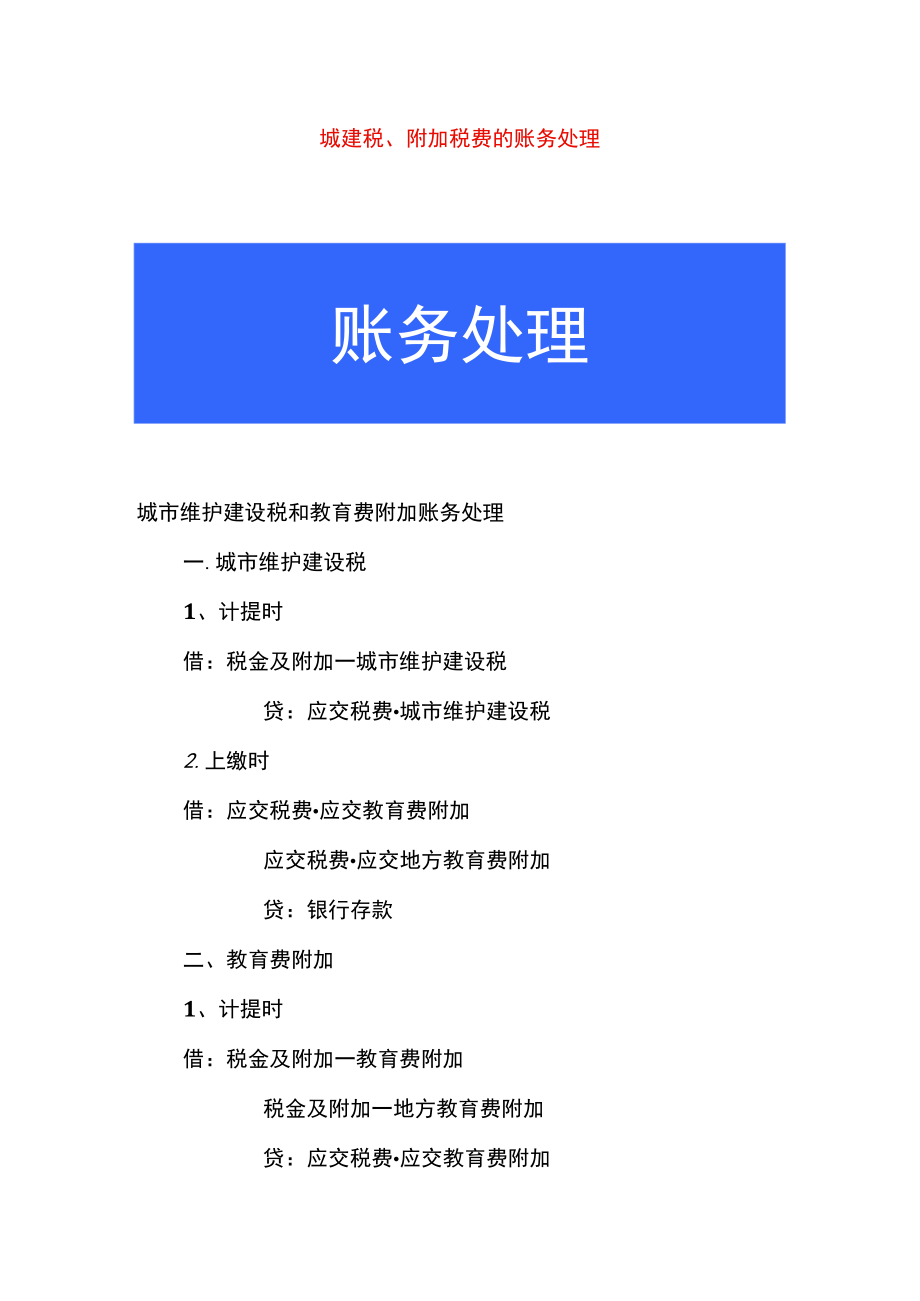 城建税、附加税费的账务处理.docx_第1页
