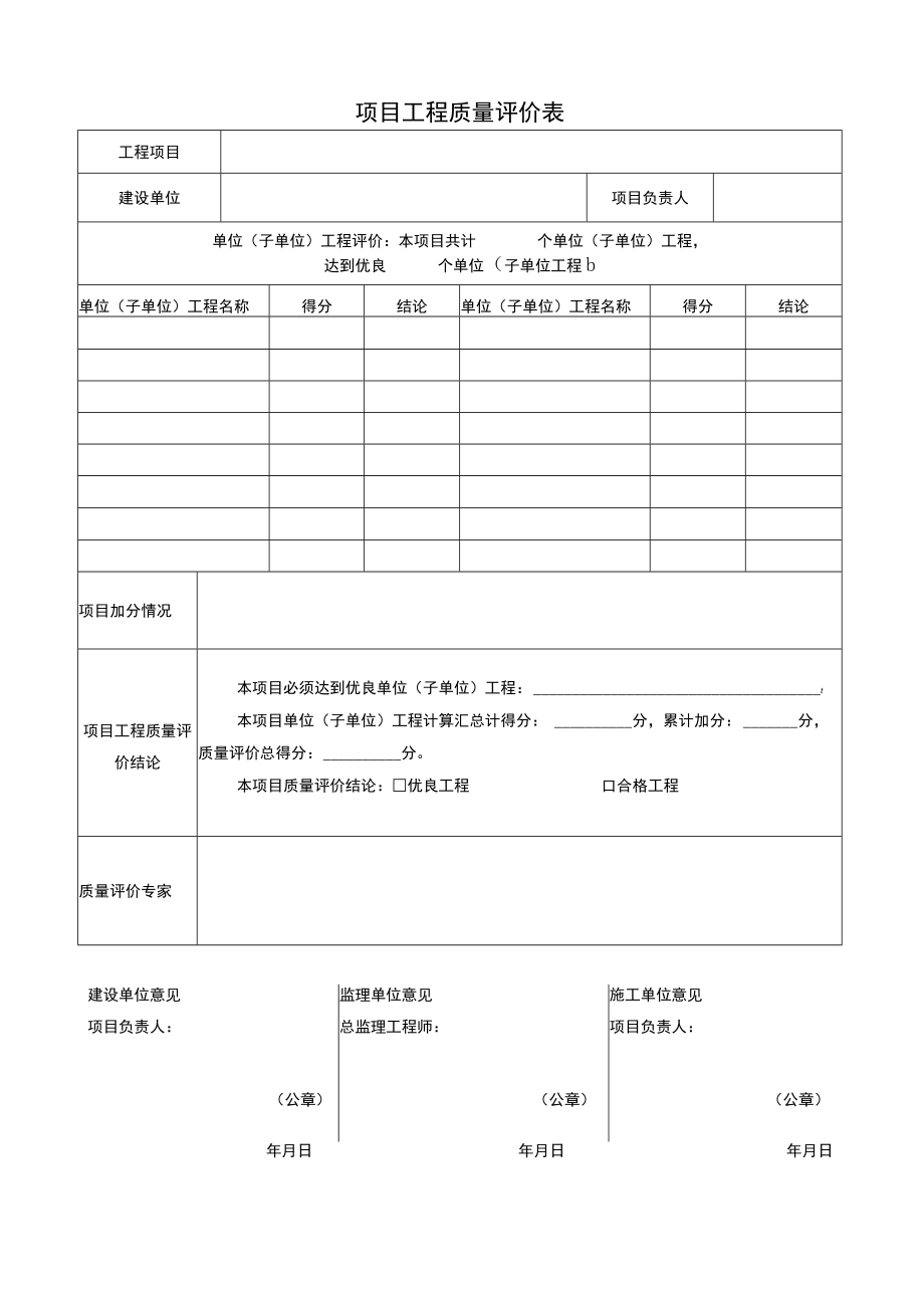 《项目工程质量评价表》.docx_第1页