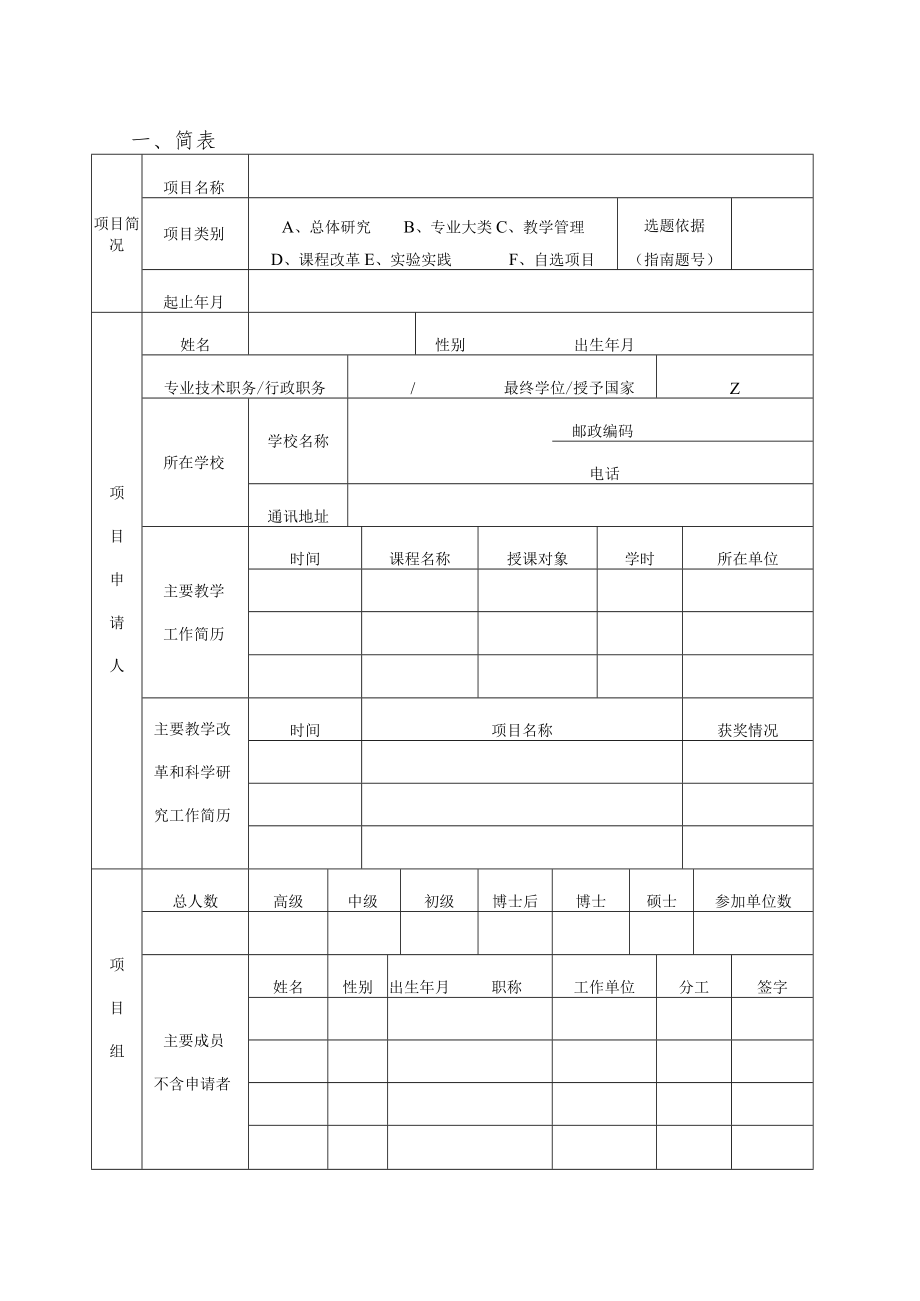 浙江省高等教育教学改革研究项目申请书.docx_第2页