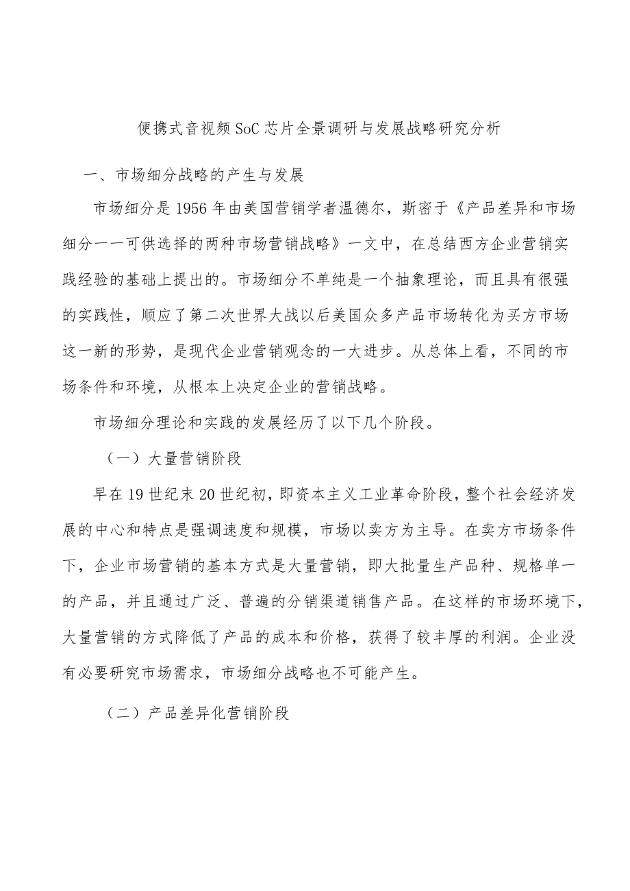 便携式音视频SoC芯片全景调研与发展战略研究分析.docx_第1页