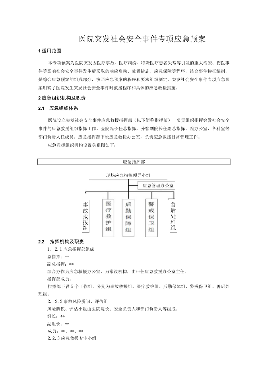 医院突发社会安全事件专项应急预案.docx_第1页