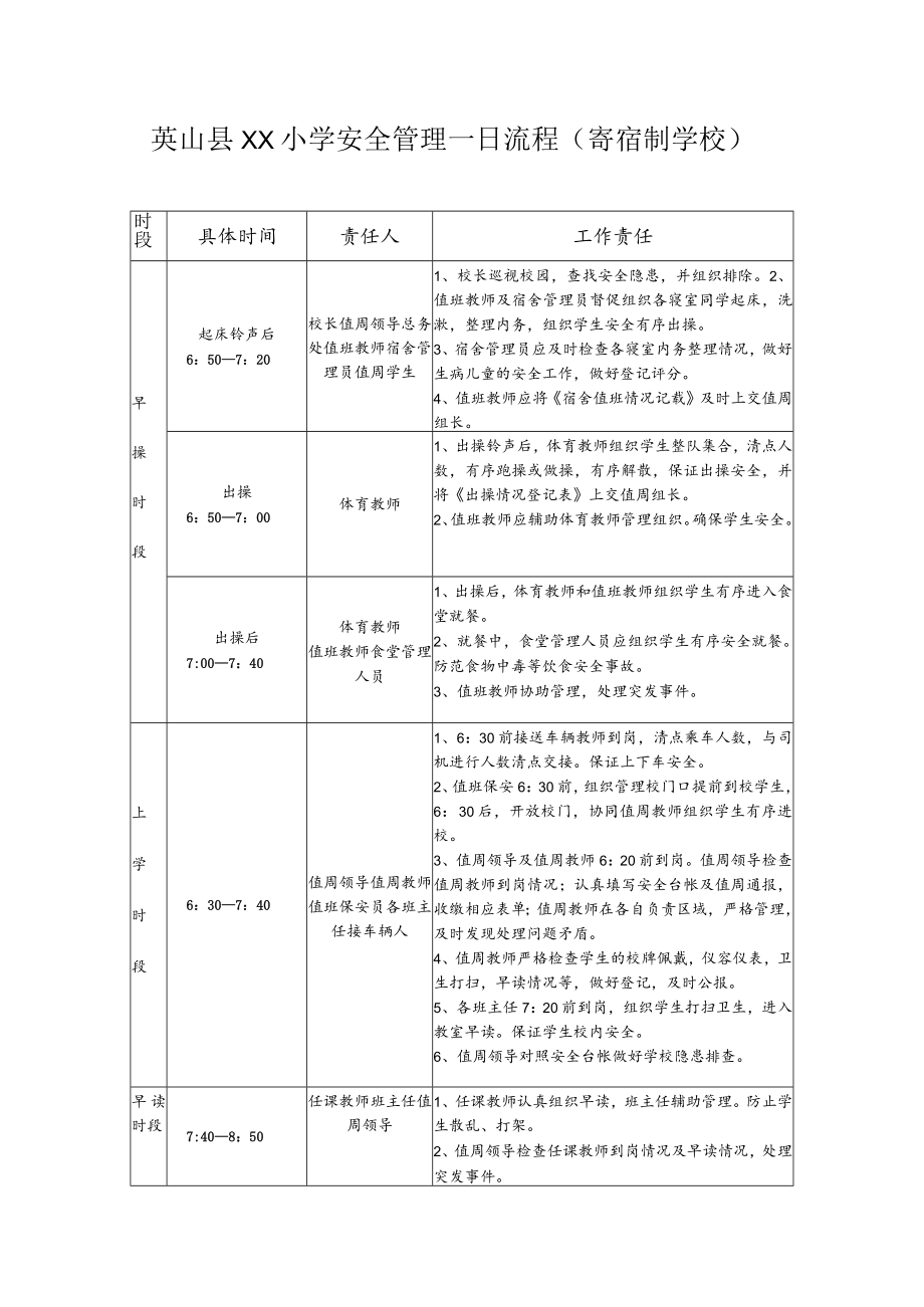 英山县××小学安全管理一日流程寄宿制学校.docx_第1页