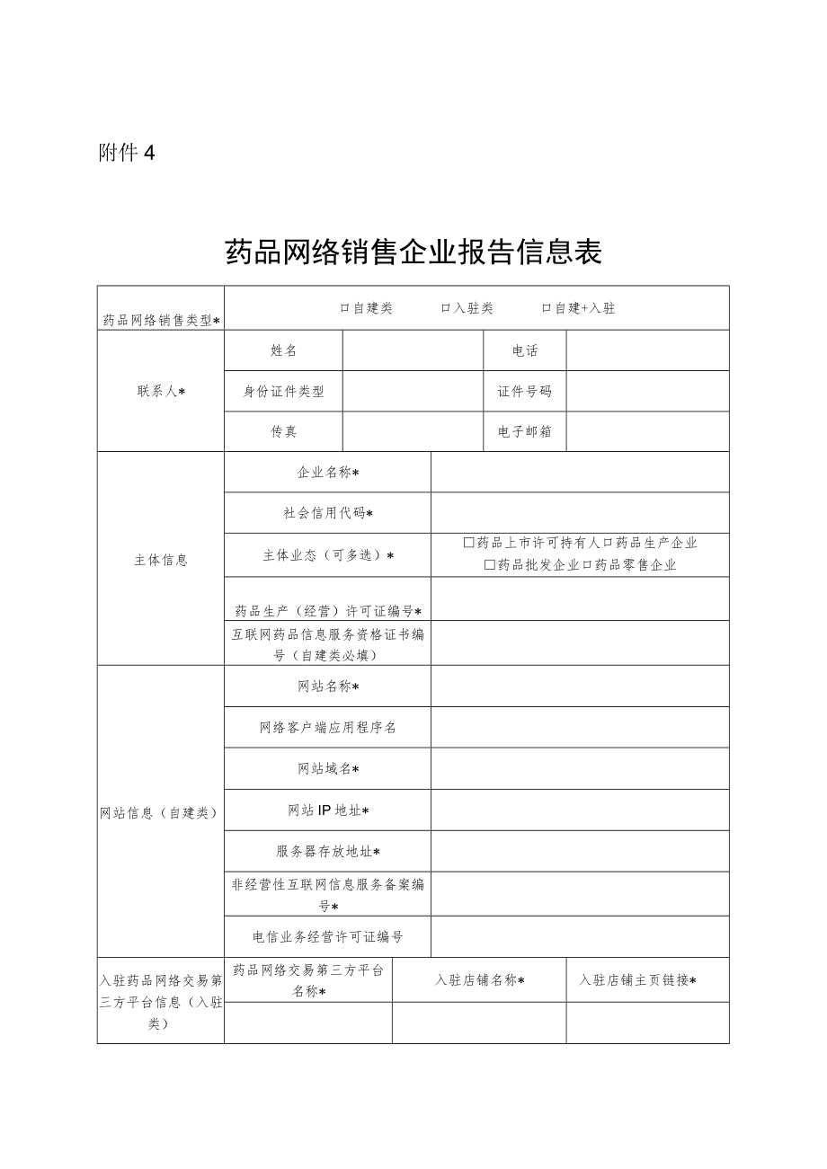 药品网络销售企业报告信息表.docx_第1页