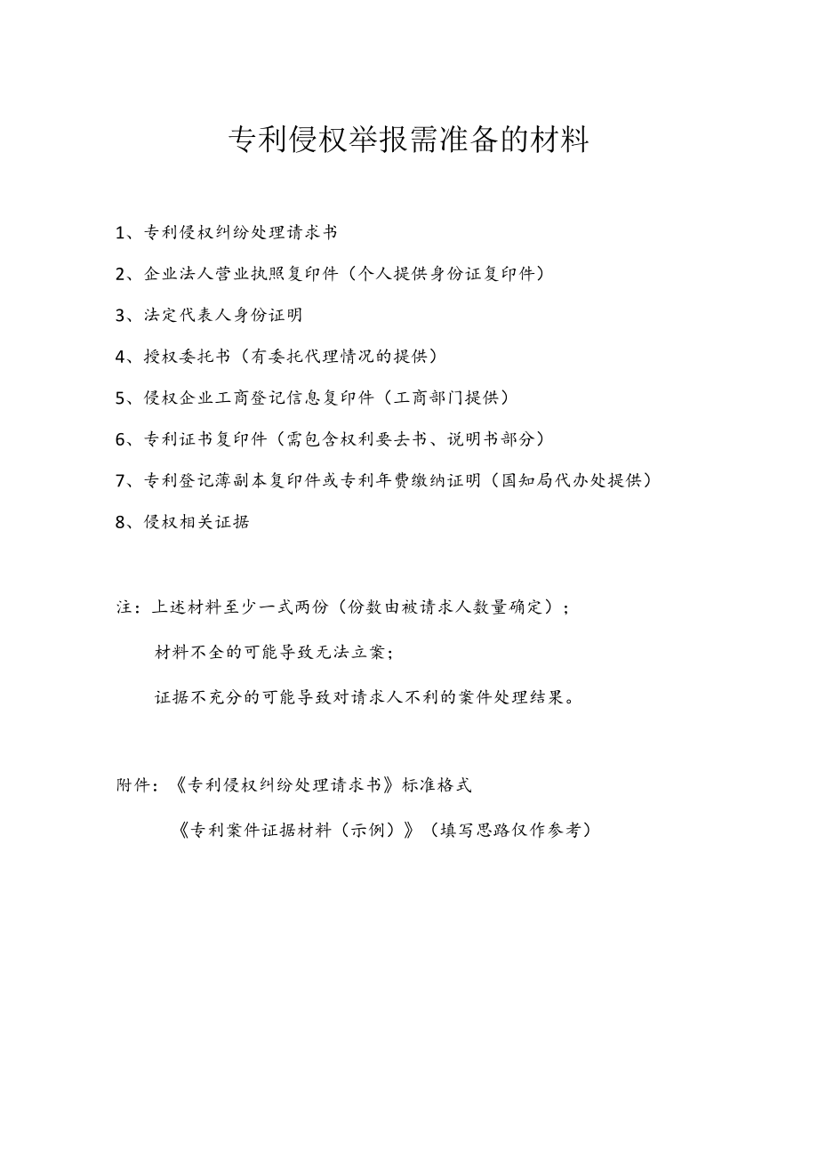 （苏州）专利侵权举报需准备的材料.docx_第1页