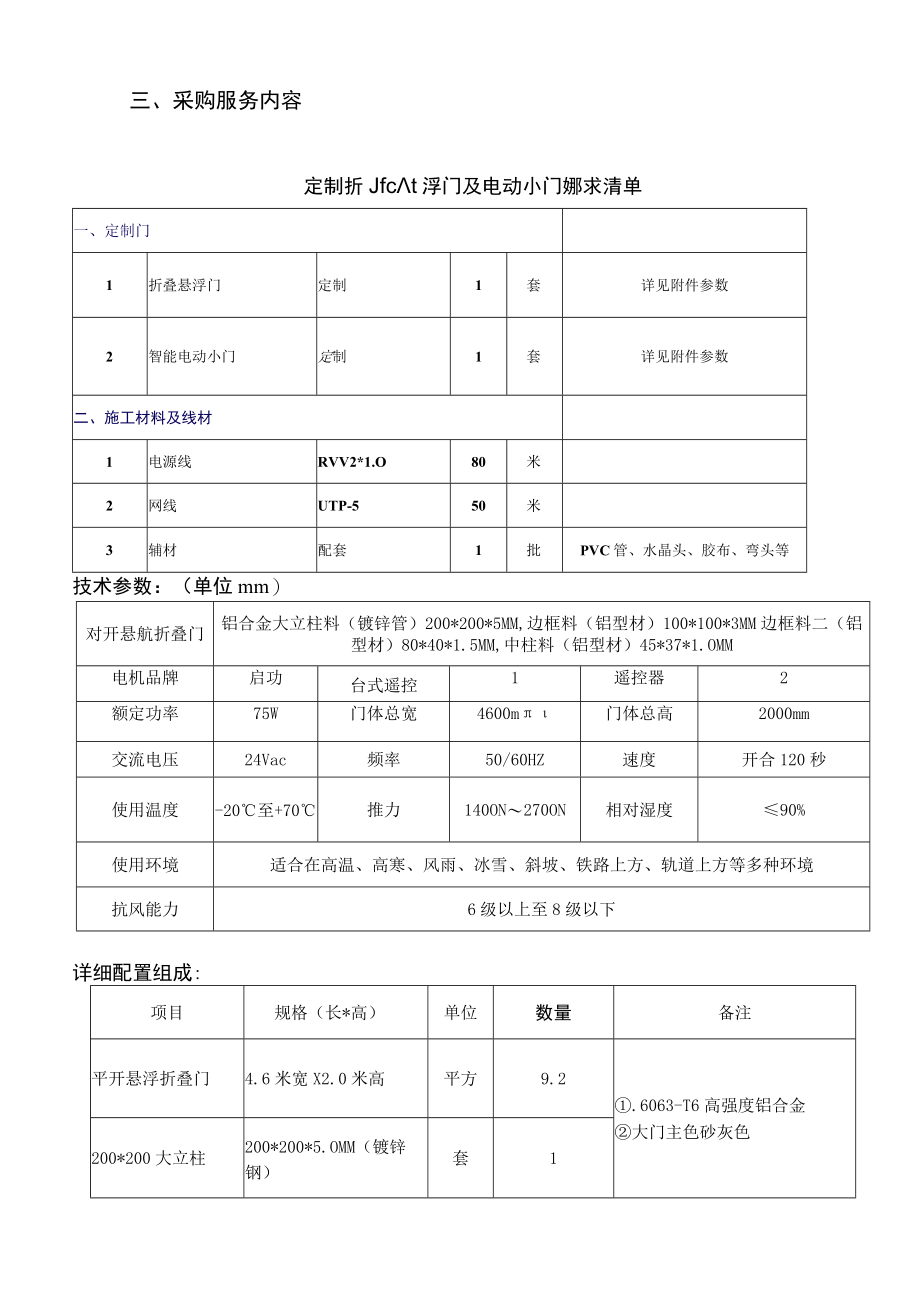 重庆市璧山区八塘初级中学校平开折叠悬浮门及电动小门定制服务项目.docx_第3页