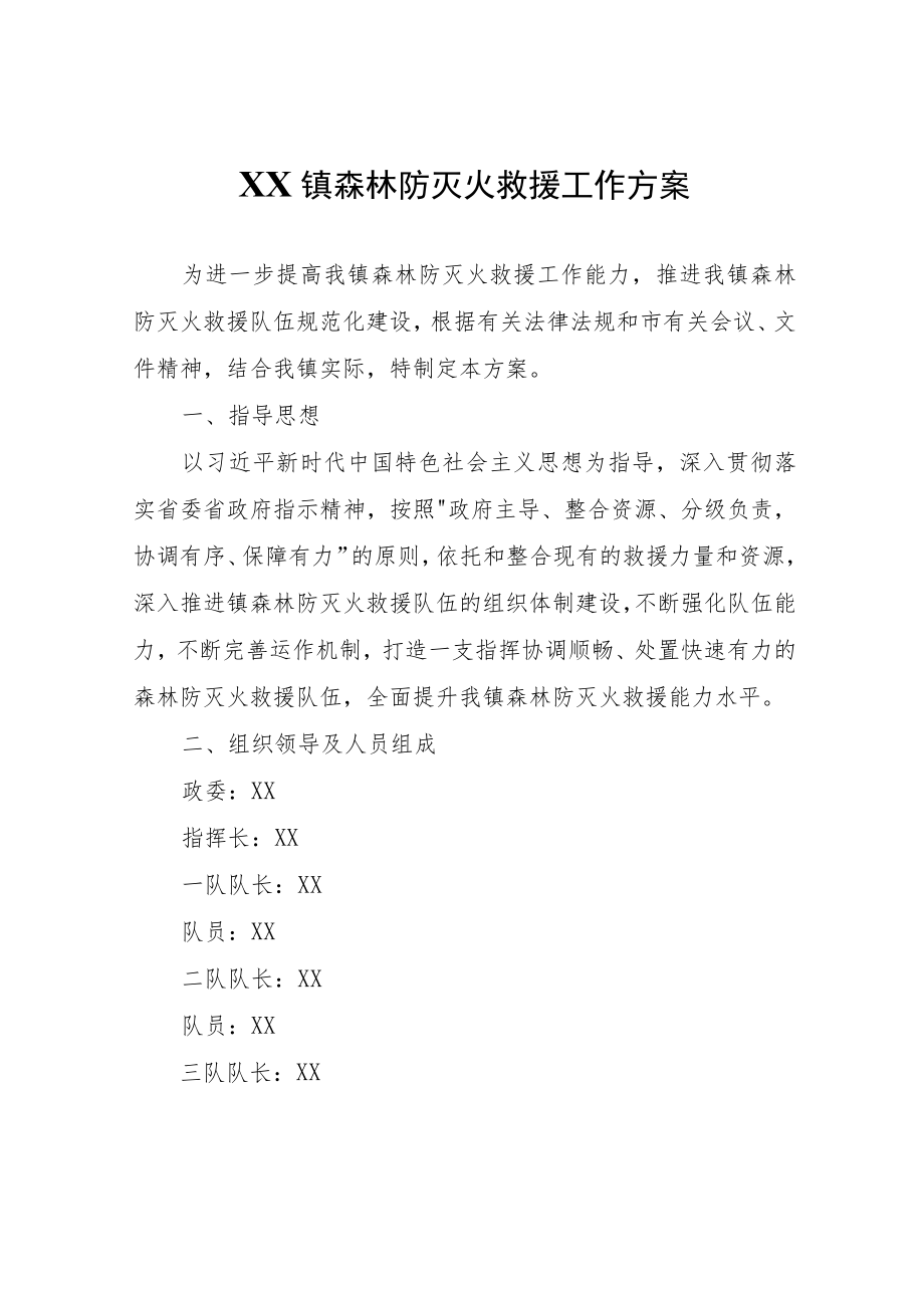 XX镇森林防灭火救援工作方案.docx_第1页