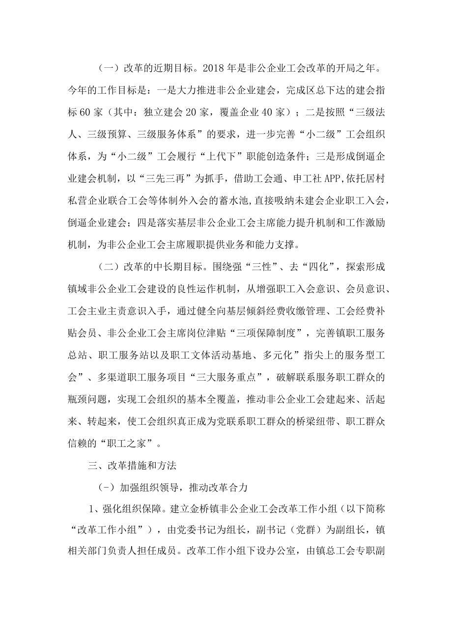 金桥镇加强非公有制企业工会建设的改革方案.docx_第2页