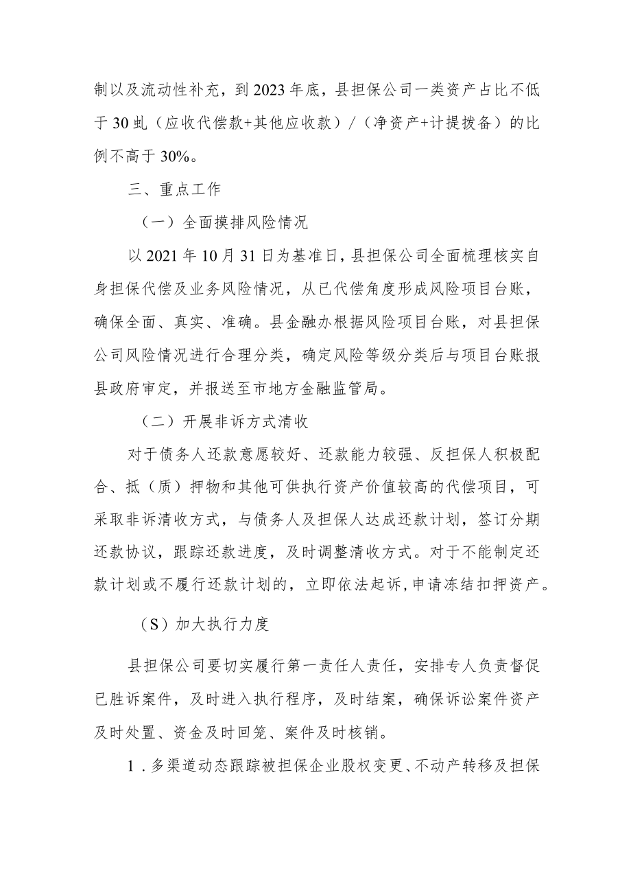 XX县融资担保有限责任公司追偿挽损工作实施方案.docx_第2页