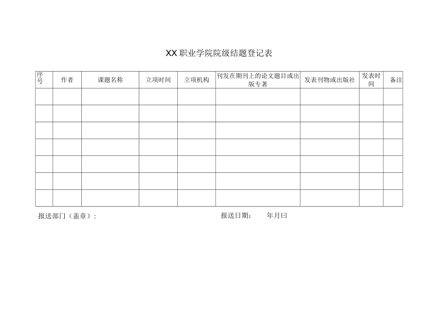 XX职业学院院级结题登记表.docx_第1页