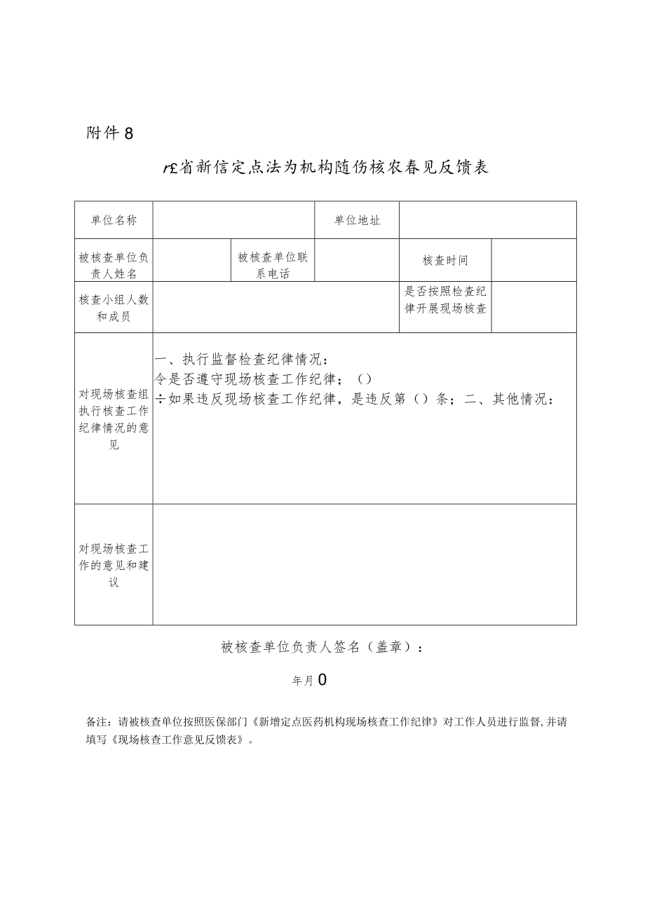 广东省新增定点医疗机构现场核查意见反馈表.docx_第1页