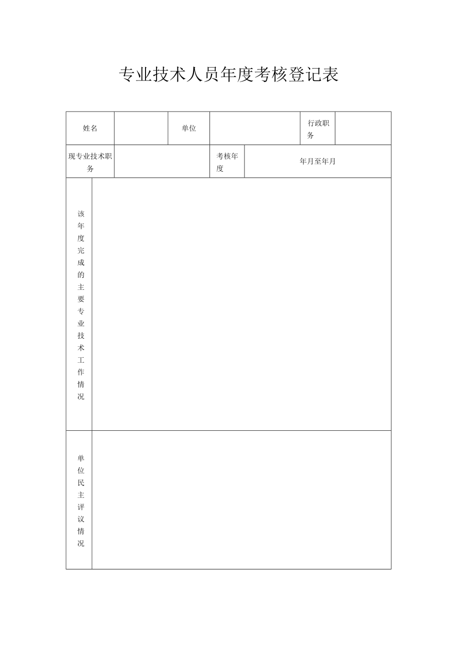 专业技术人员年度考核登记表.docx_第1页