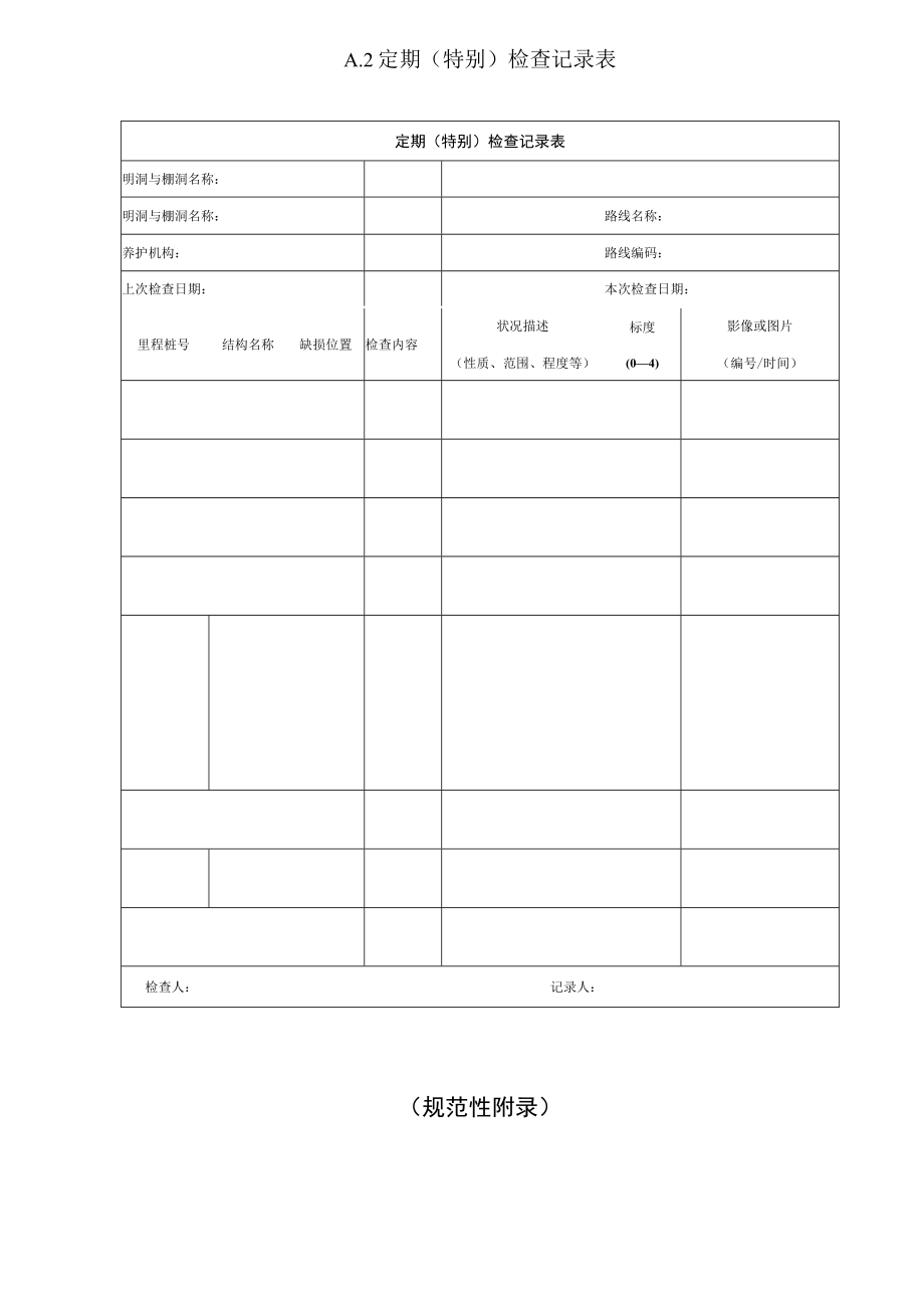 公路明洞与棚洞养护指土建结构检查记录表、土建结构技术状况评定标准.docx_第2页