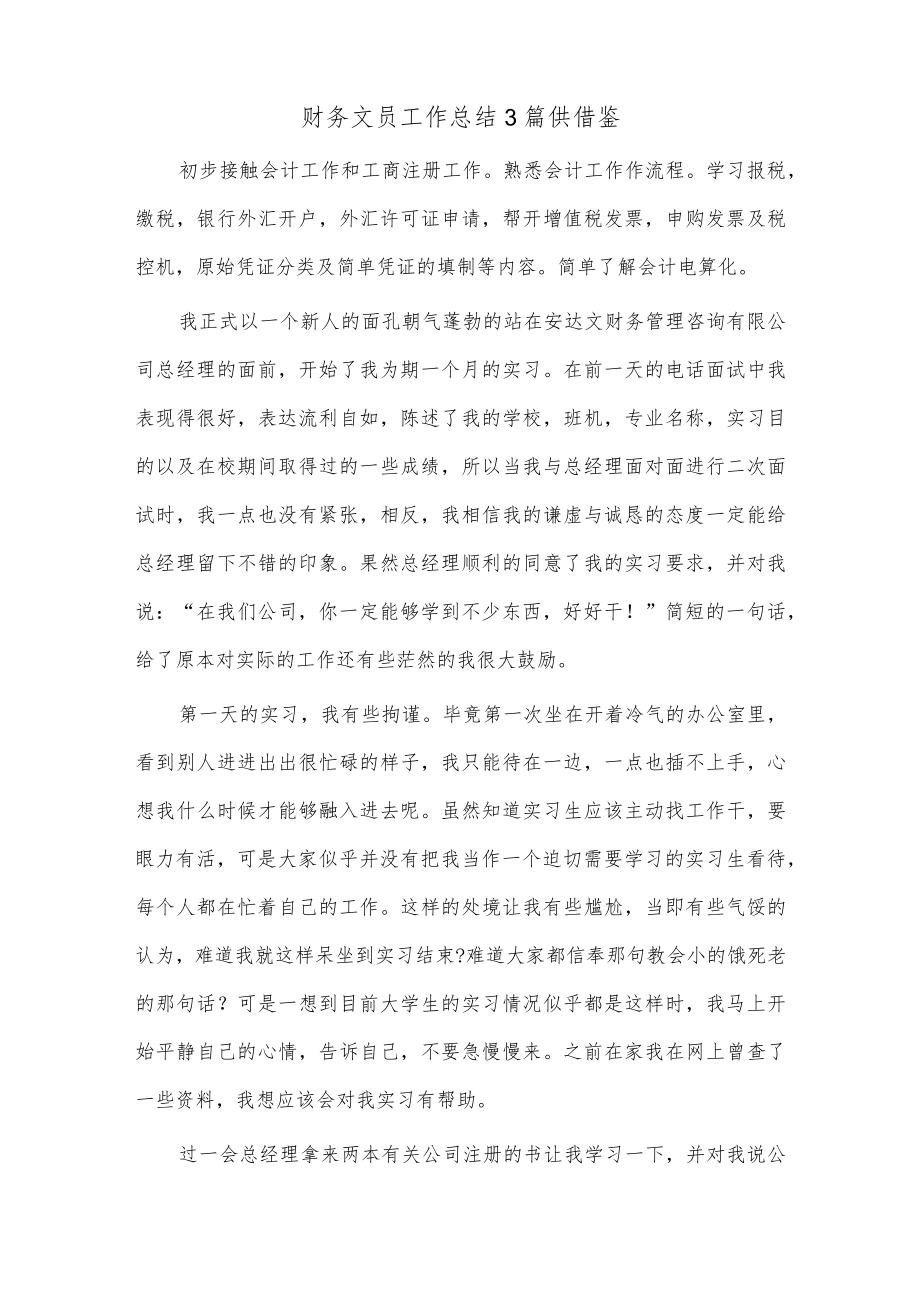 财务文员工作总结3篇供借鉴.docx_第2页