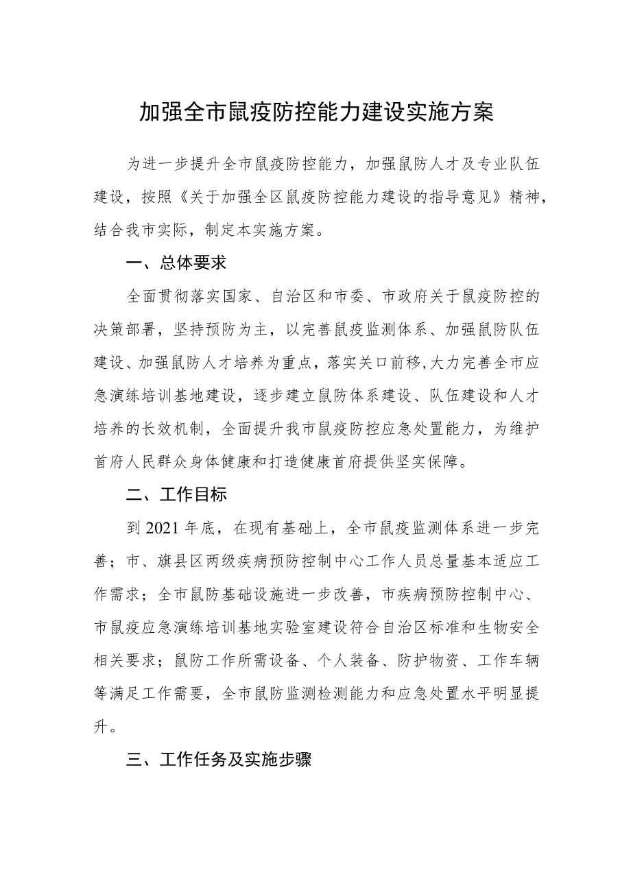 加强全市鼠疫防控能力建设实施方案.docx_第1页