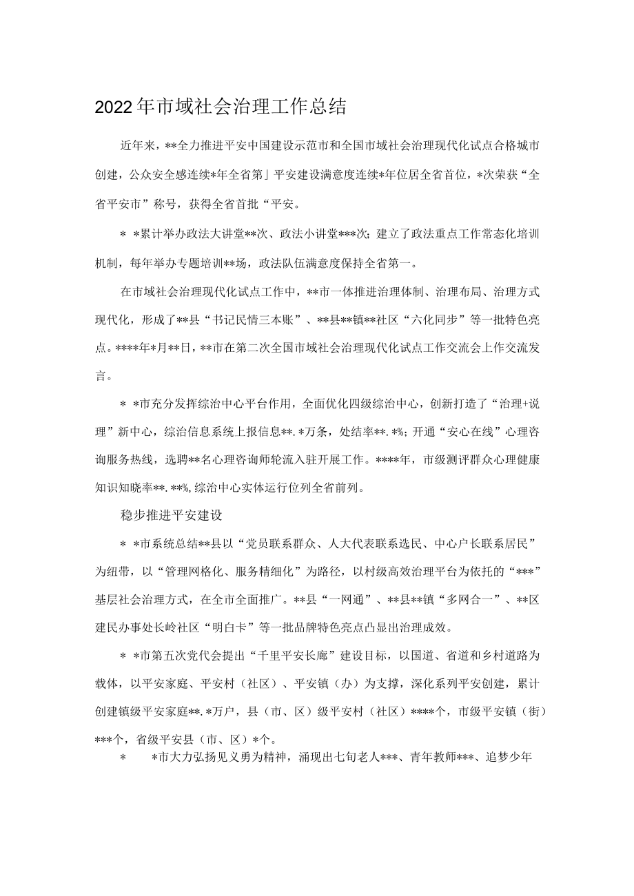 2022年市域社会治理工作总结.docx_第1页