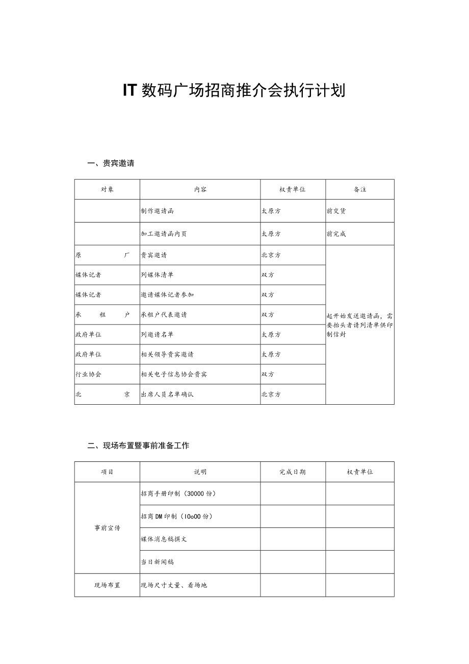 IT数码广场招商推介会执行计划.docx_第1页