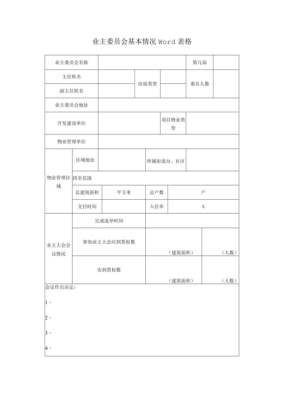 业主委员会基本情况Word表格.docx_第1页