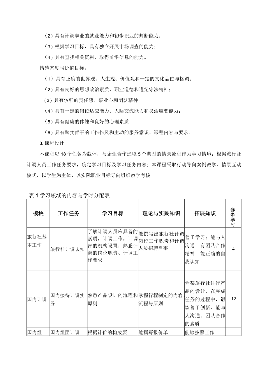 《旅行社计调》课程标准.docx_第2页