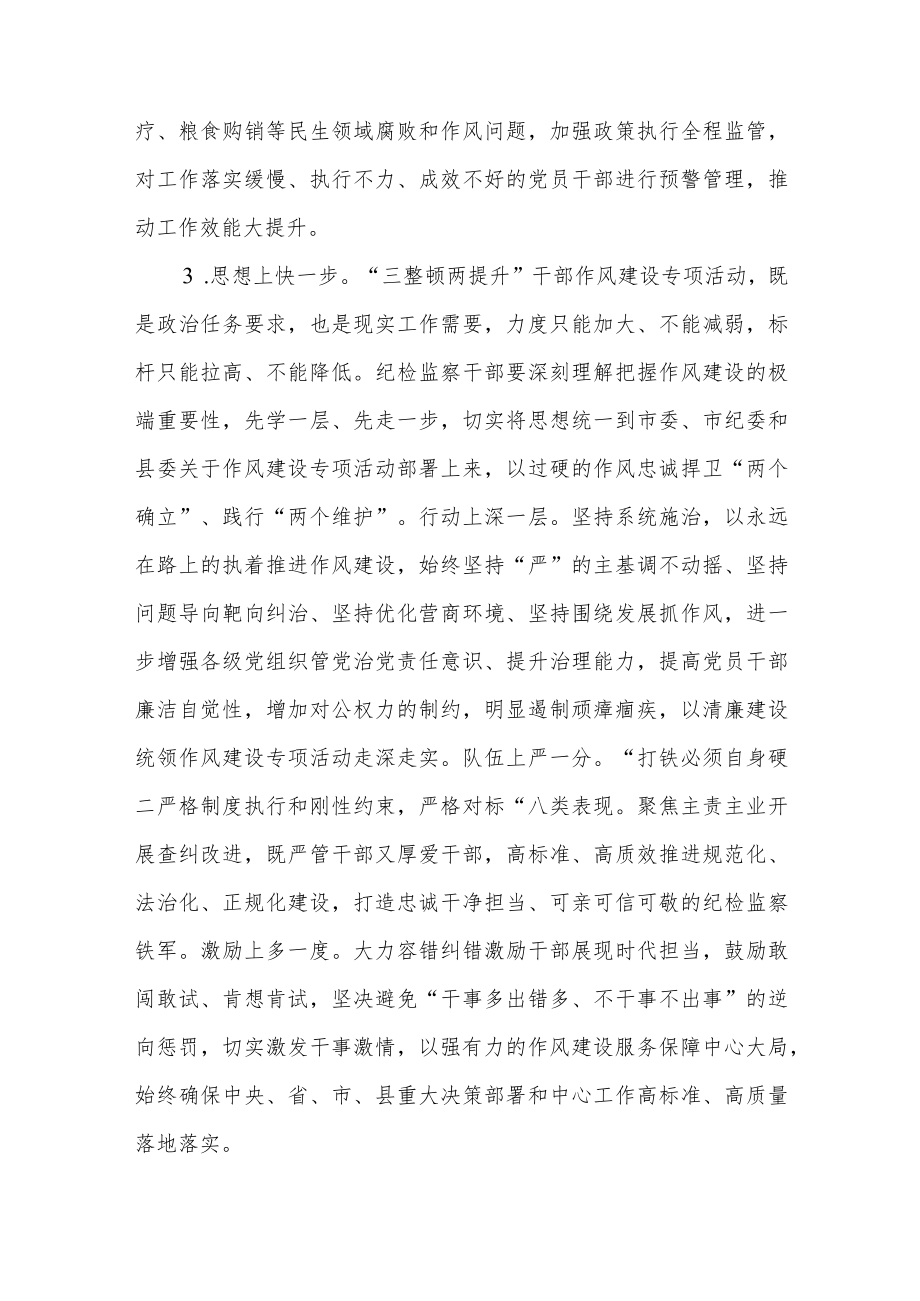 纪检监察干部“三整顿两提升”专题研讨心得发言交流材料5篇.docx_第3页