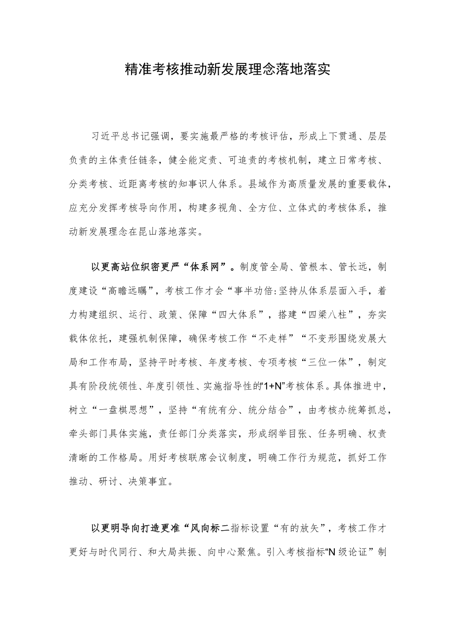 精准考核推动新发展理念落地落实(1).docx_第1页