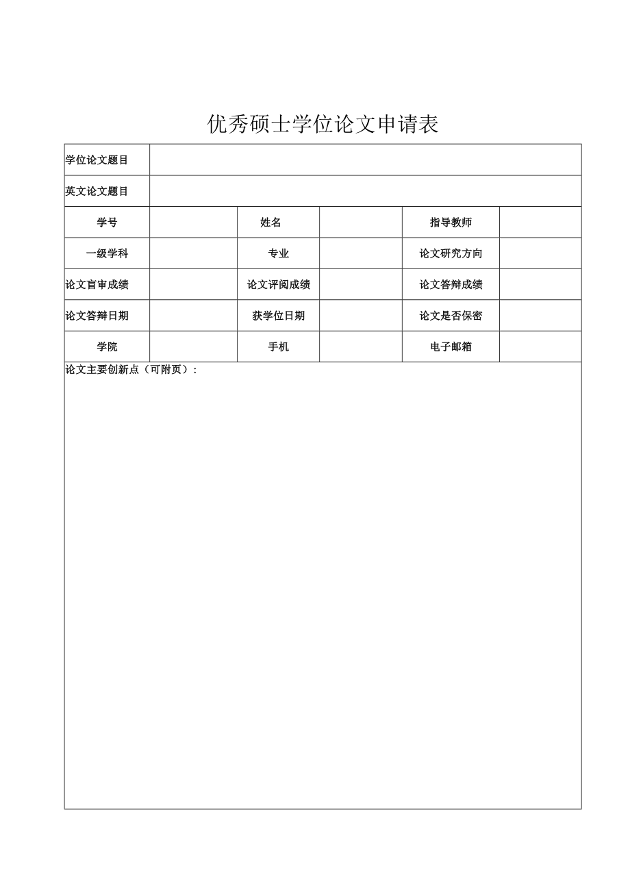 优秀硕士学位论文申请表.docx_第1页