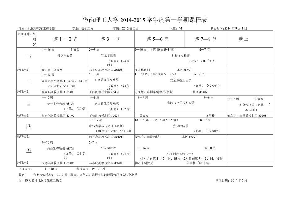 华南理工大学2014--2015学年度第一学期课程表.docx_第3页