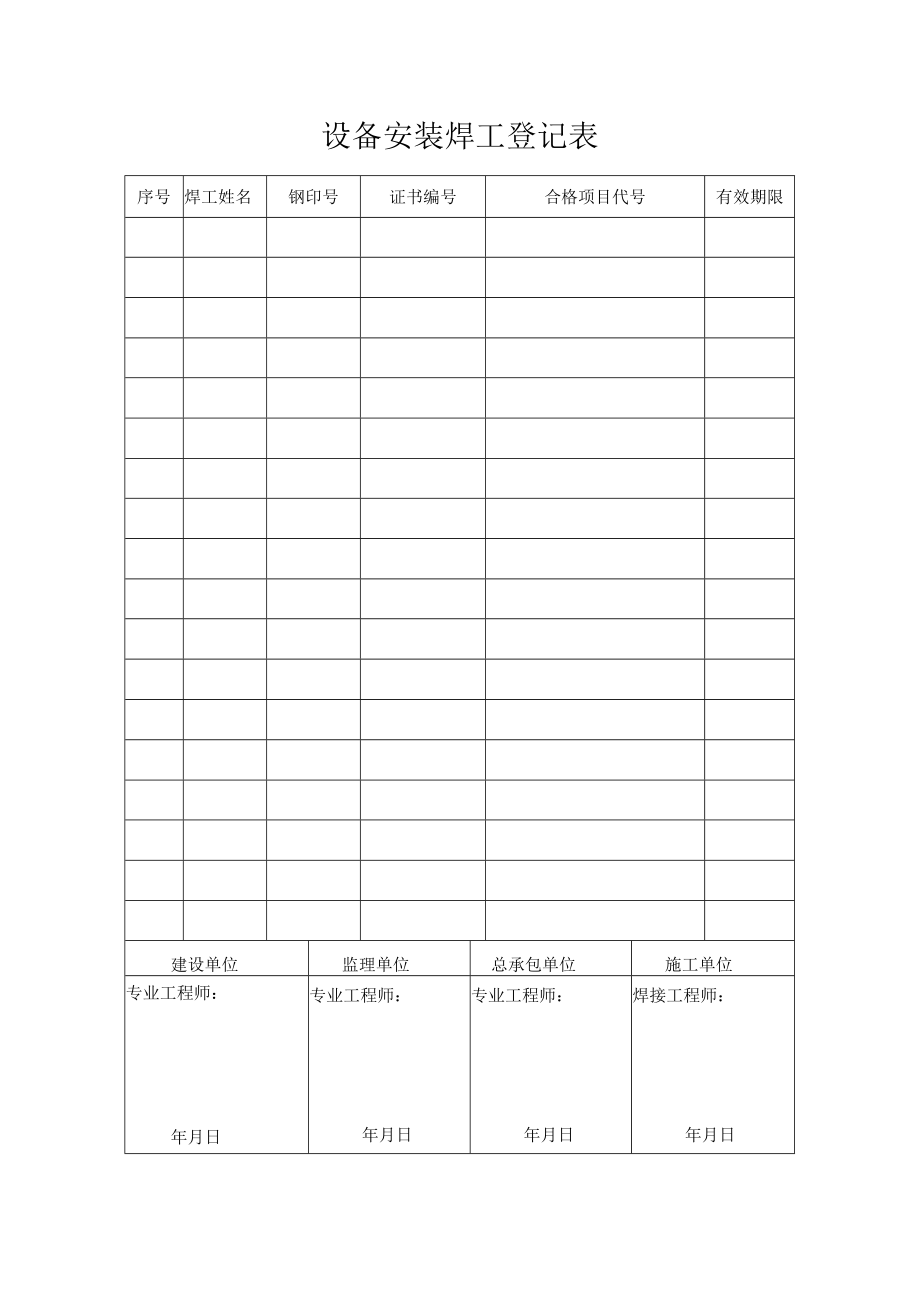 设备安装焊工登记表.docx_第1页