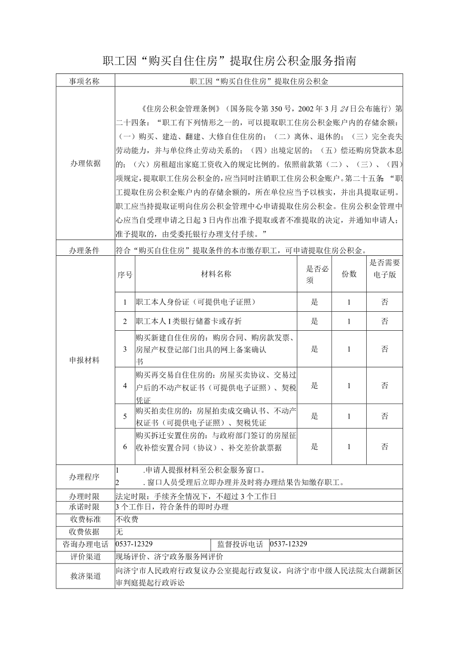 职工因“购买自住住房”提取住房公积金服务指南.docx_第1页