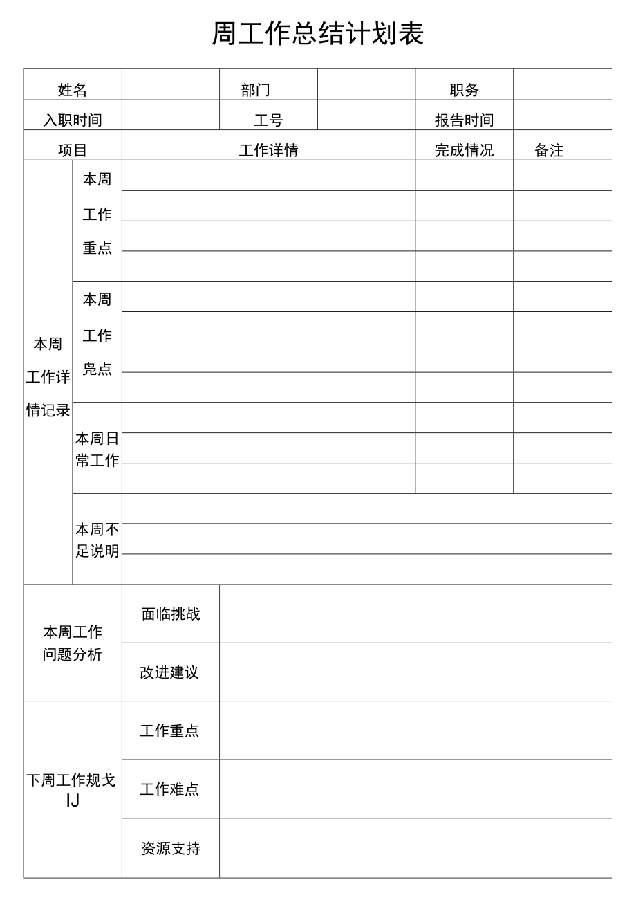 周工作总结计划表.docx_第1页