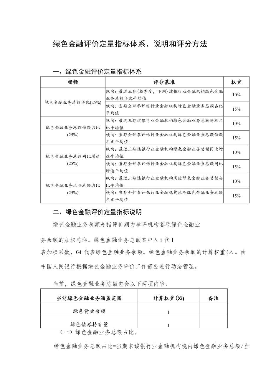 绿色金融评价定量指标体系、说明和评分方法.docx_第1页