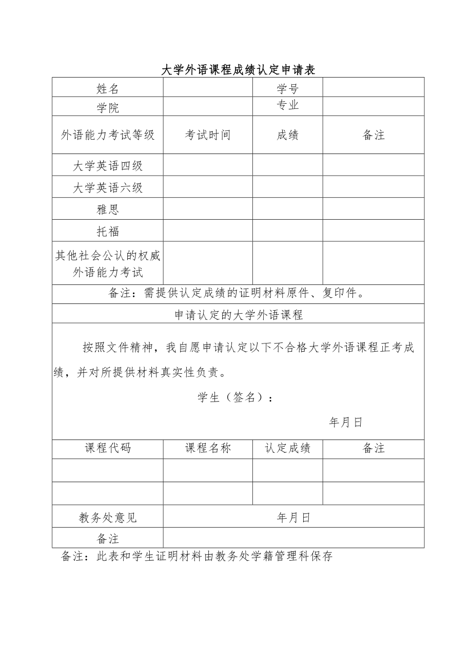 大学外语课程认定申请表.docx_第1页