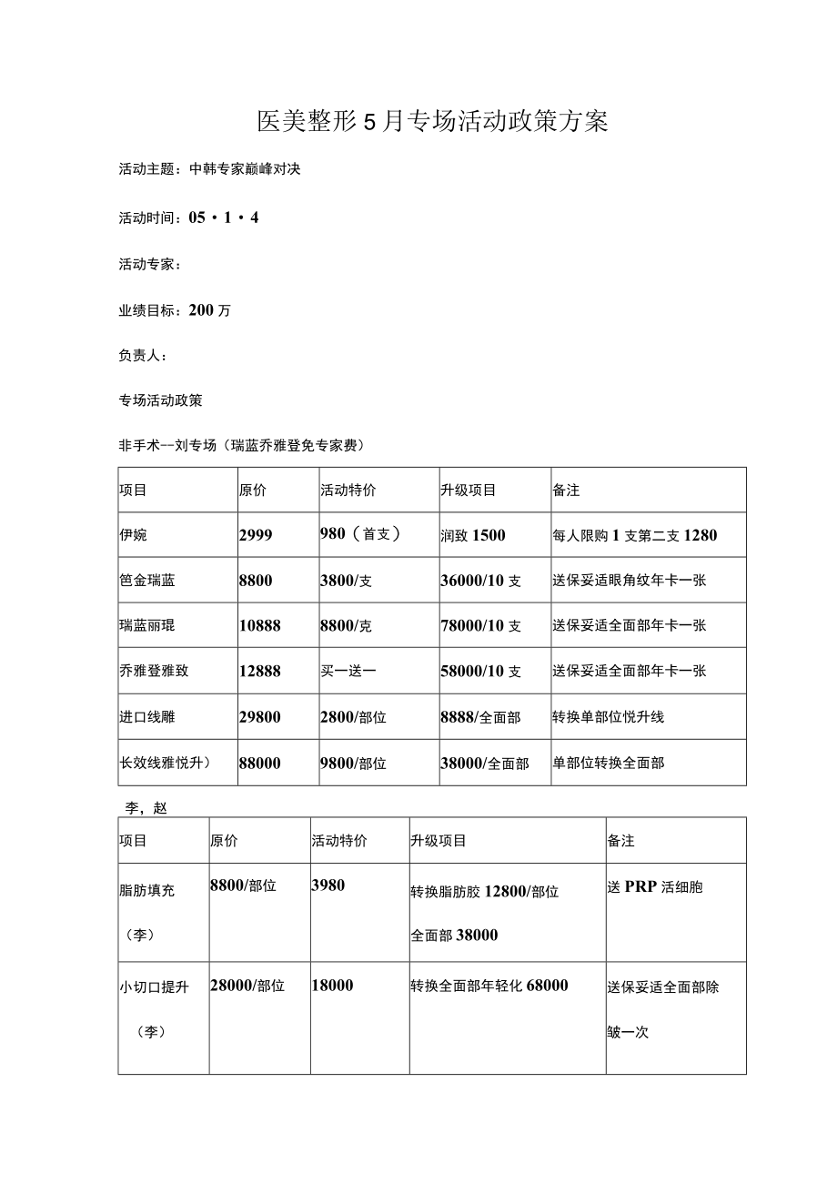 医美整形5月专场活动政策方案.docx_第1页