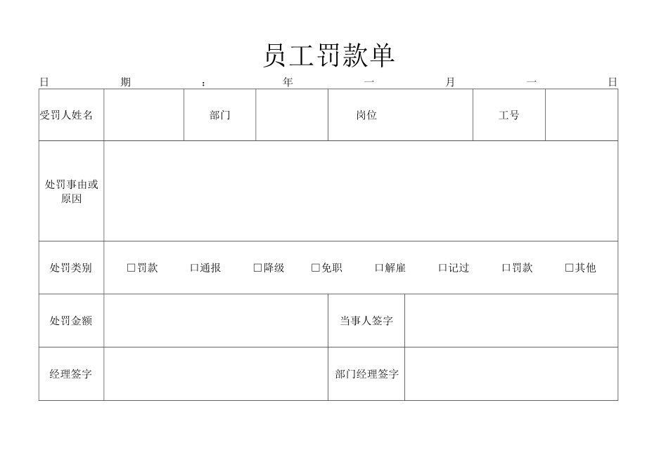 员工罚款单.docx_第1页