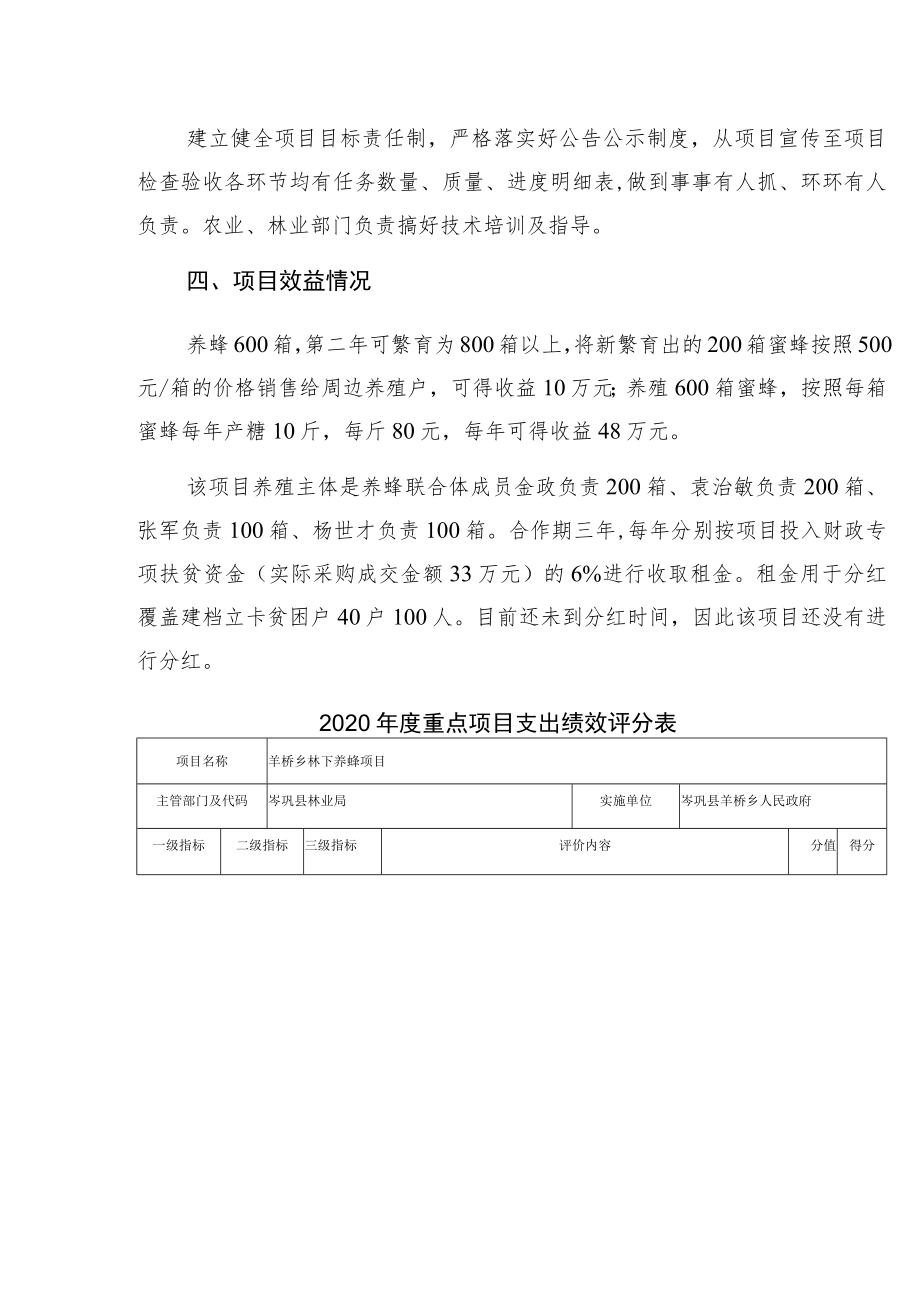 羊桥乡林下养蜂重点项目绩效评价报告.docx_第2页