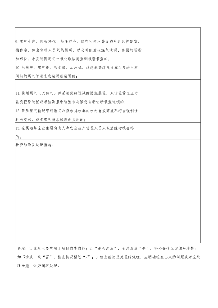 冶金行业重大安全事故隐患检查表（根据2022版工贸行业重大生产安全事故隐患判定标准编制）.docx_第2页