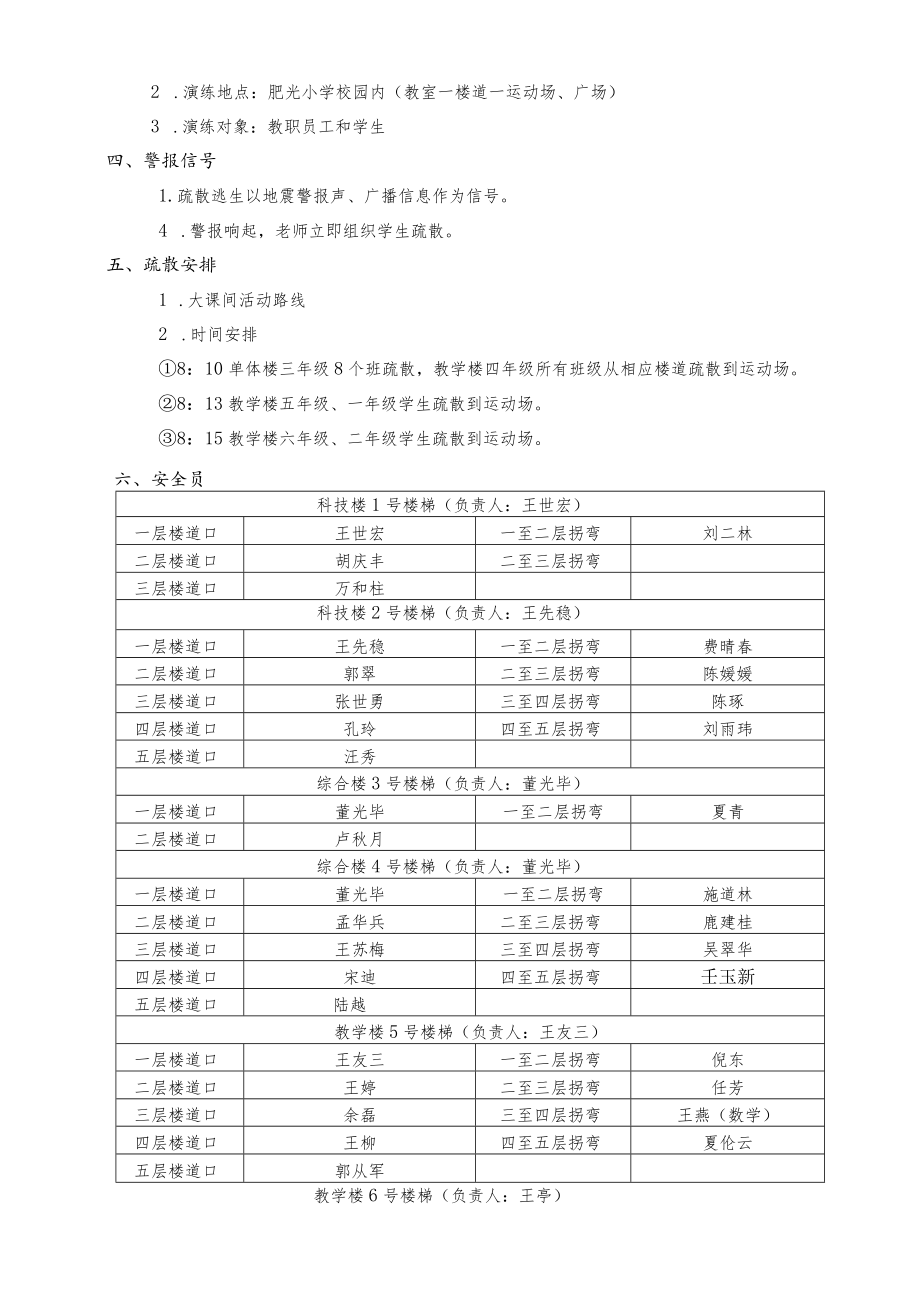 肥光小学2020年防震疏散演练实施方案.docx_第2页