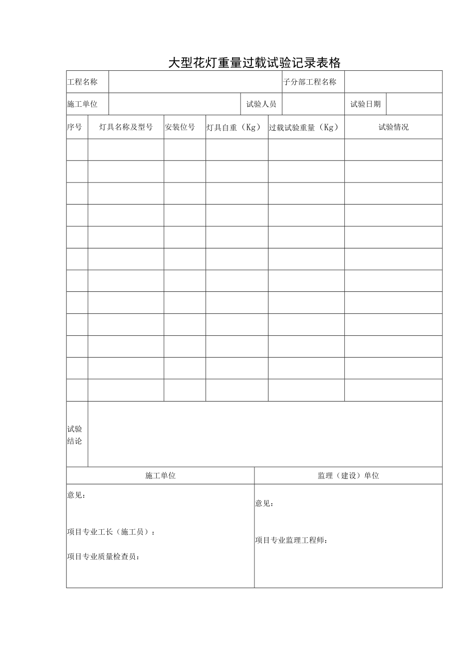 大型花灯重量过载试验记录表格.docx_第1页