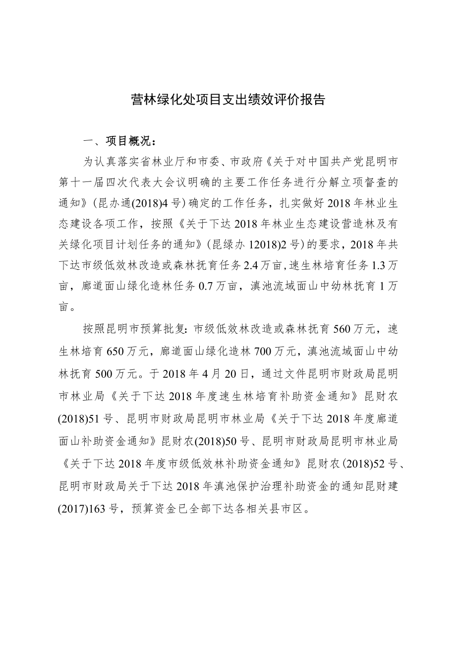 营林绿化处项目支出绩效评价报告.docx_第1页