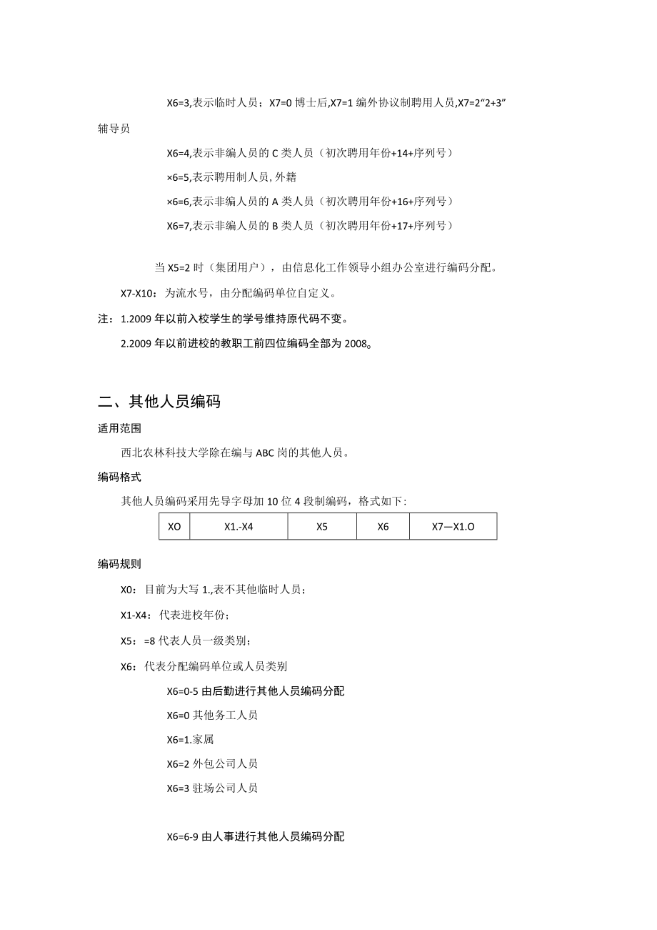 西北农林科技大学人员编码规范2022年4月修订在编与ABC岗人员编码.docx_第2页