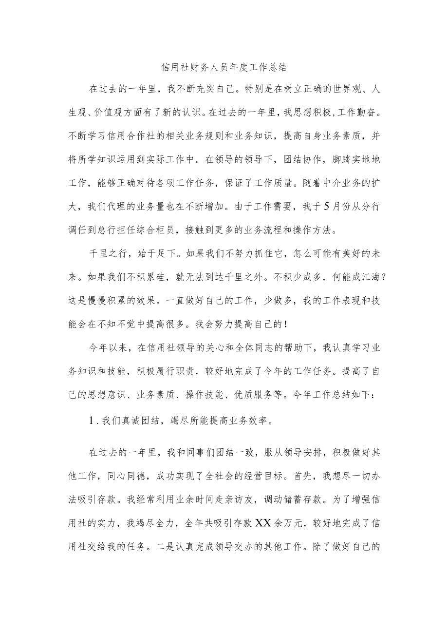 信用社财务人员年度工作总结.docx_第1页