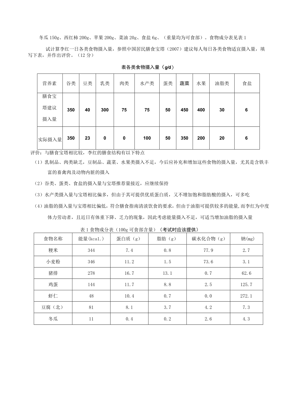 职业技能鉴定国家题库统一试卷公共营养师三级技能知识试卷.docx_第2页