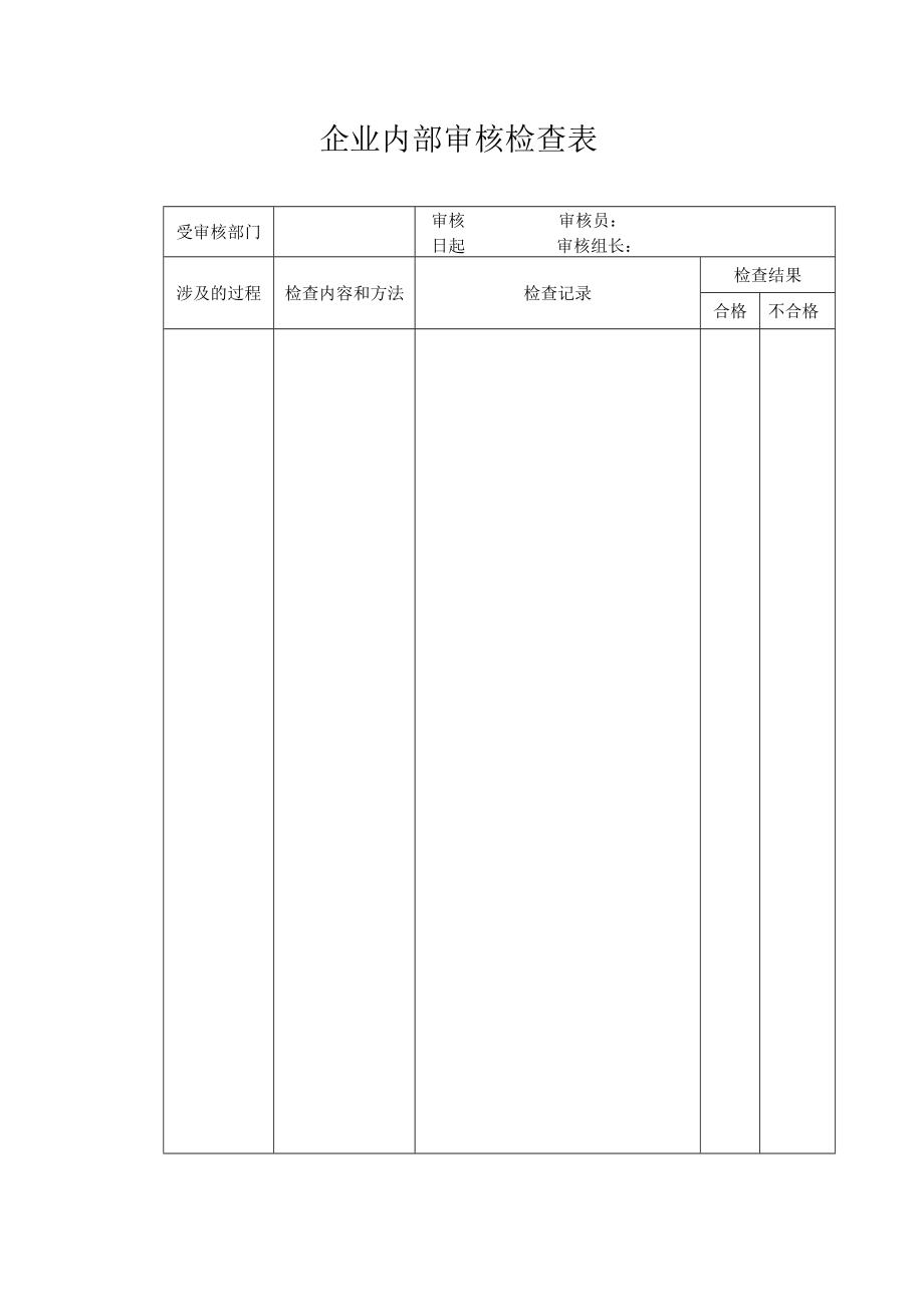 企业内部审核检查表.docx_第1页