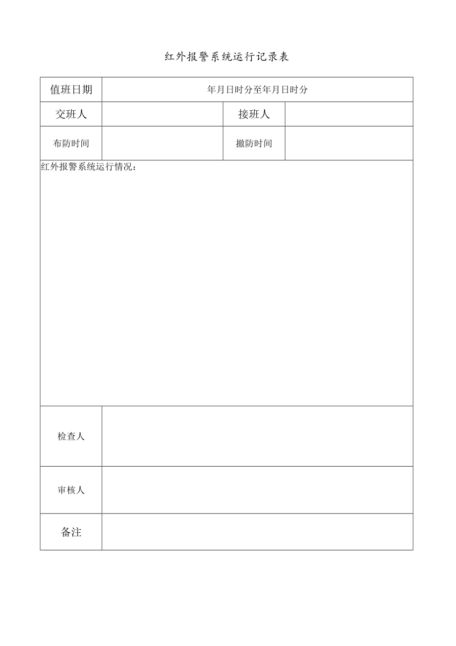 红外报警系统记录表 突发事件处理报告 物业表格模板.docx_第1页