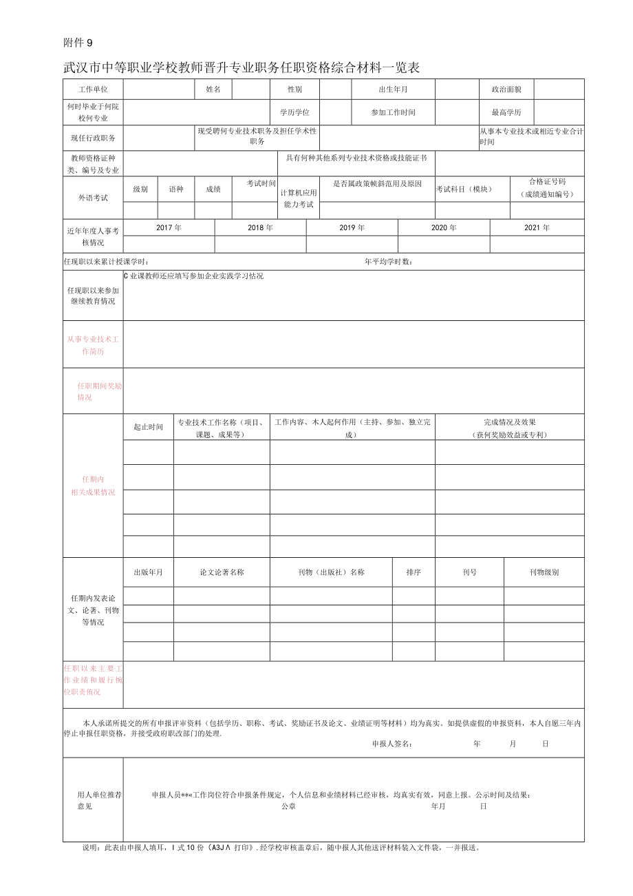 级专业技术资格申报人基本情况及评审登记表.docx_第1页