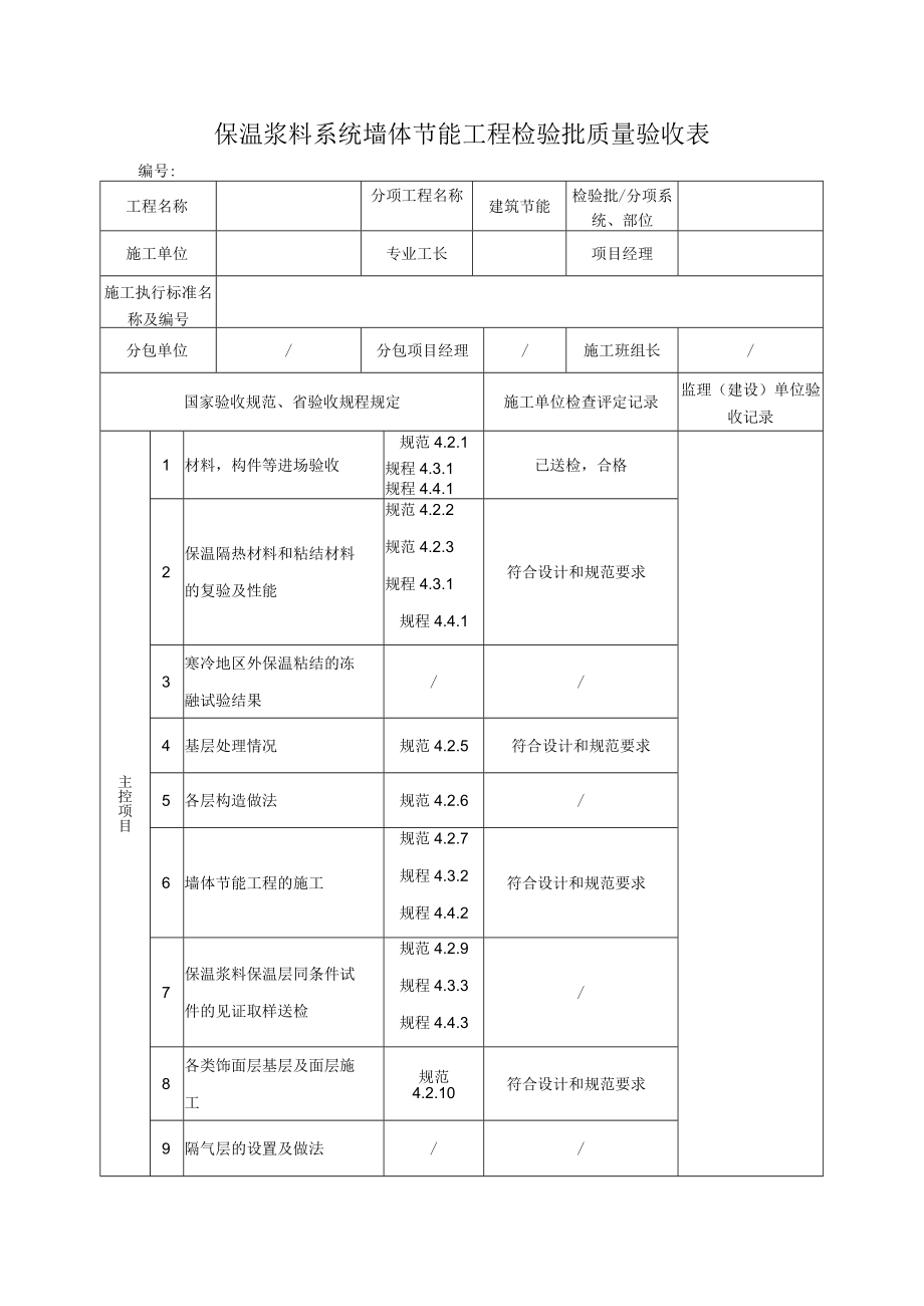 保温浆料系统墙体节能工程检验批质量验收表.docx_第1页